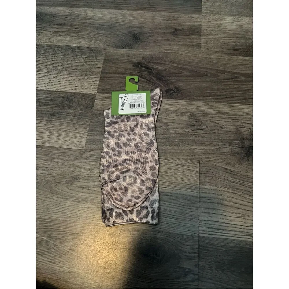 Kate Spade Leopard Meow Crew Socks Woman’s One Size (4-10)NEW